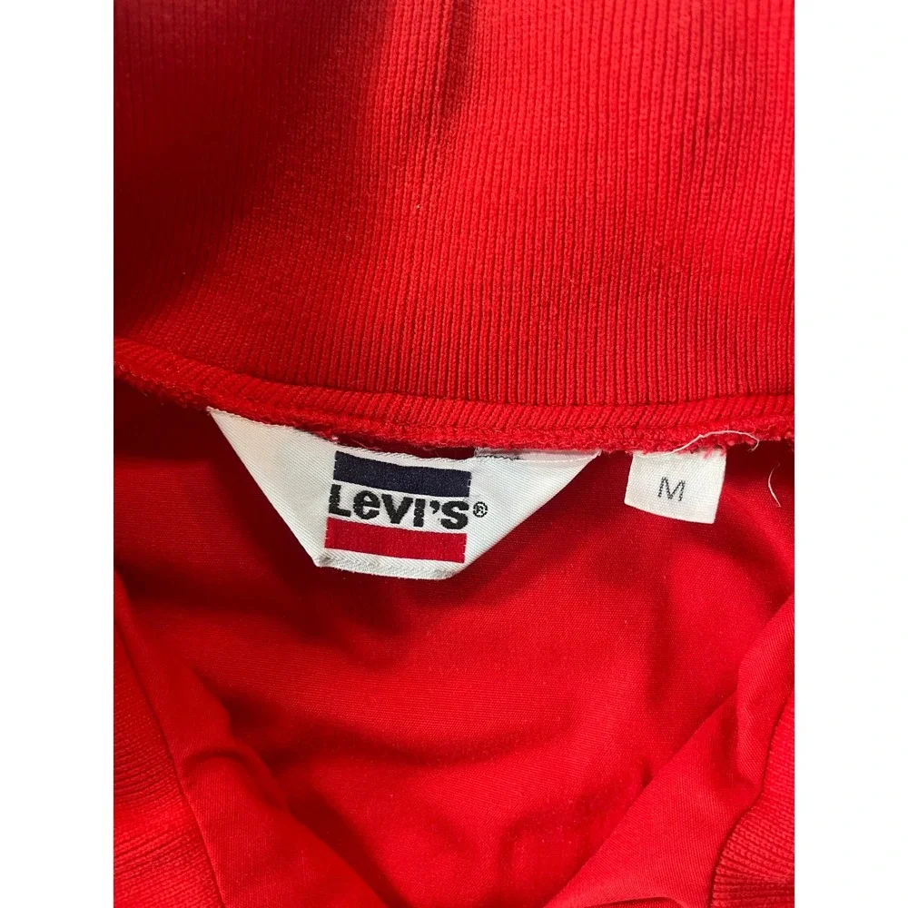 80s Levi's Men Medium Pullover Jacket Red Vintage Quarter Zip Anorak Pocket